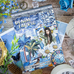 Blue Jeans Diary - Junk Journal Stickers | Retro Hot Stamping Matte PET (20 Sheets)