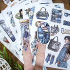 Blue Jeans Diary - Junk Journal Stickers | Retro Hot Stamping Matte PET (20 Sheets)