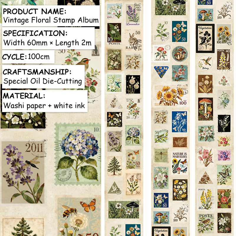 Vintage Floral Stamp Album · Special Oil · Pre-Cut · Washi Tape