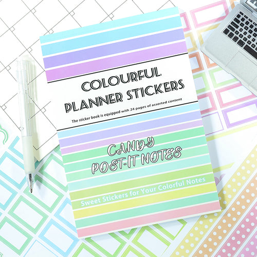 Candy Sticky Notes - Bullet Journal Stickers | Aesthetic Kiss Cut Writeable Paper (24 Sheets)