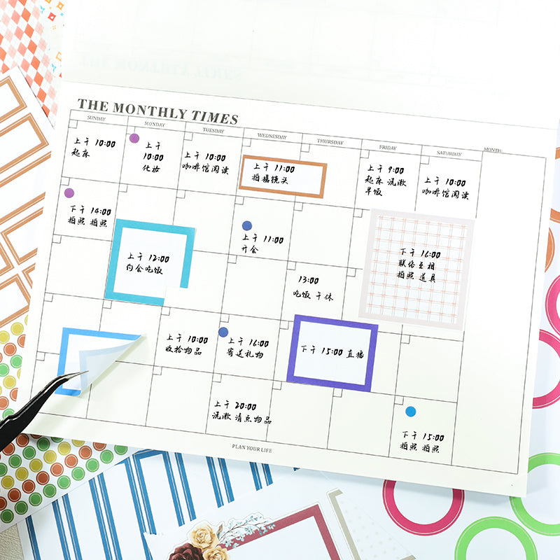 Dark-Colored Sticky Notes - Functional Planner Stickers | Minimalist Kiss Cut Writeable Paper (24 Sheets)