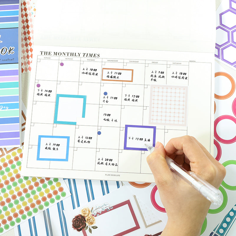 Dark-Colored Sticky Notes - Functional Planner Stickers | Minimalist Kiss Cut Writeable Paper (24 Sheets)