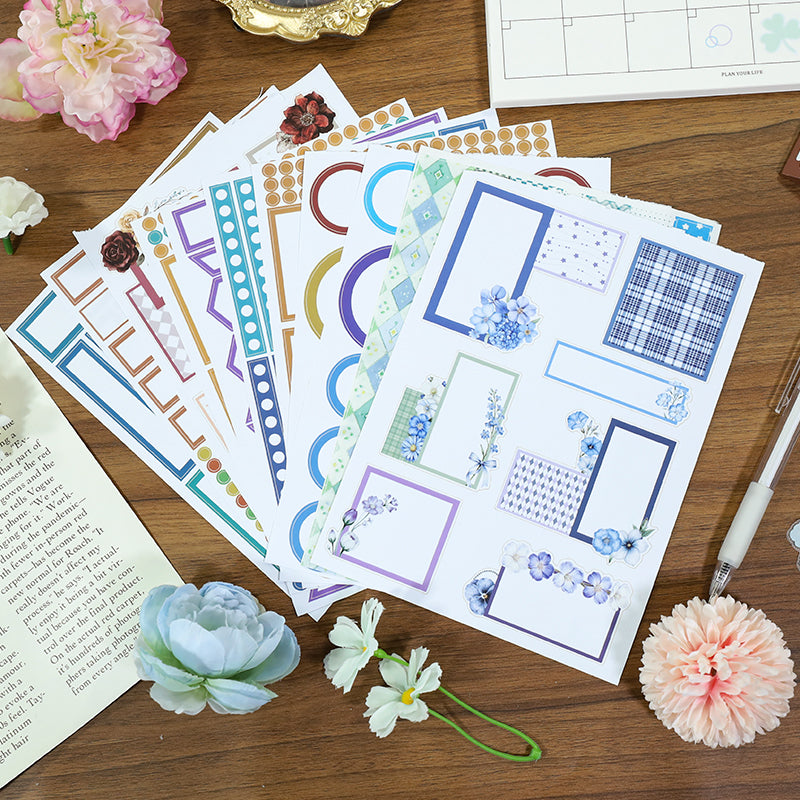 Dark-Colored Sticky Notes - Functional Planner Stickers | Minimalist Kiss Cut Writeable Paper (24 Sheets)