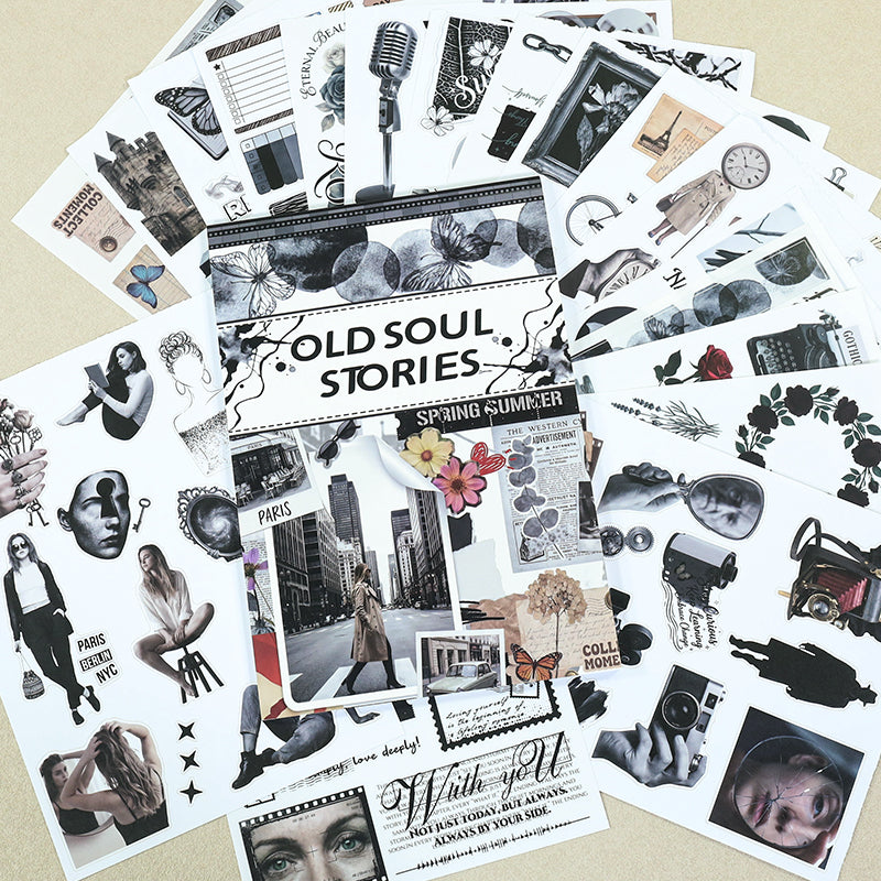 Old Soul Stories - Junk Journal Stickers | Dark Academia Kiss Cut Matte PET (20 Sheets)