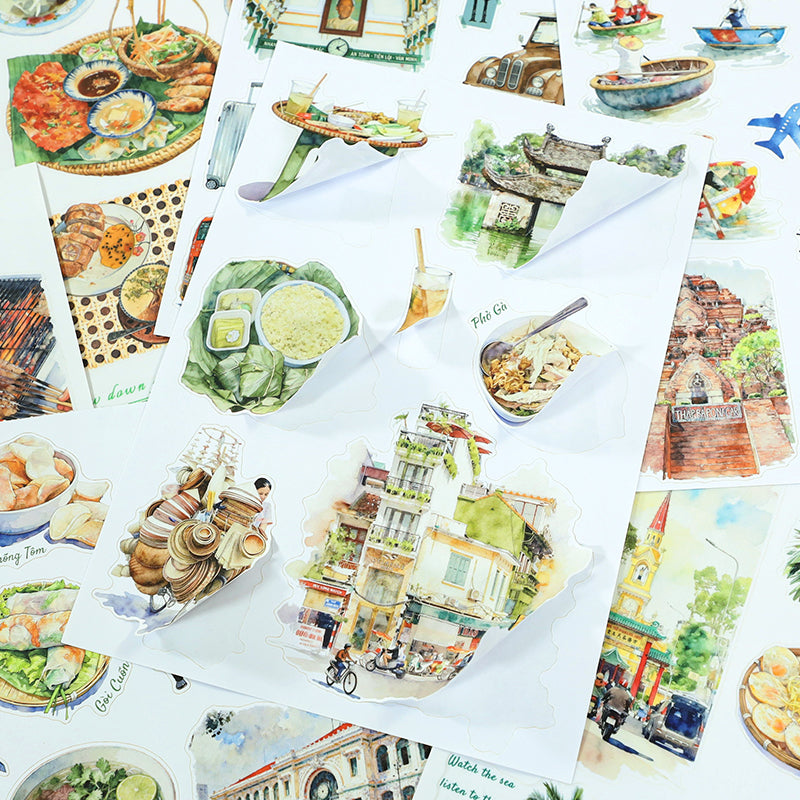 Southeast Journey - Collage Stickers | Aesthetic Kiss Cut Matte PET (20 Sheets)