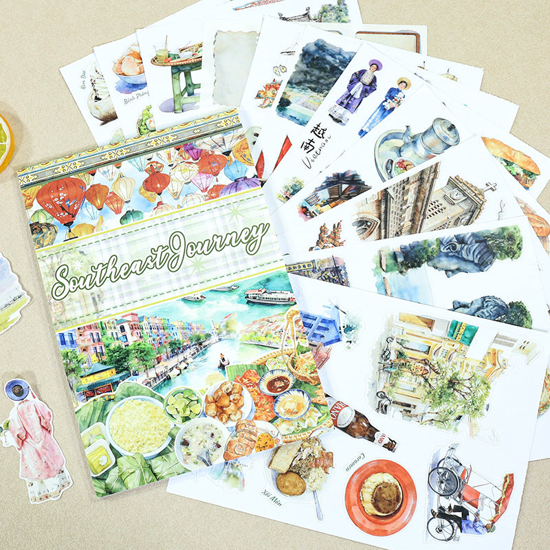 Southeast Journey - Collage Stickers | Aesthetic Kiss Cut Matte PET (20 Sheets)
