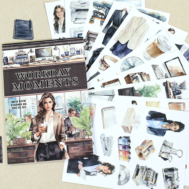 Workday Moments - Collage Stickers | Modern Kiss Cut Matte PET (20 Sheets)