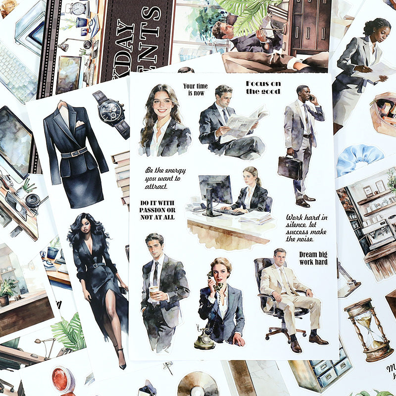 Workday Moments - Collage Stickers | Modern Kiss Cut Matte PET (20 Sheets)