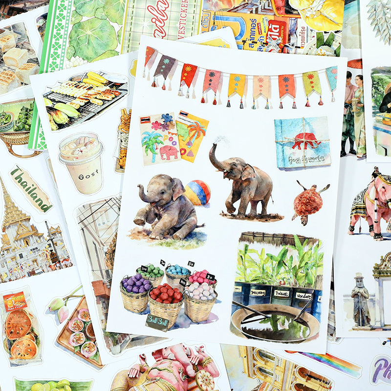 Taste of Thailand - Collage Stickers | Cultural Kiss Cut Matte PET (20 Sheets)