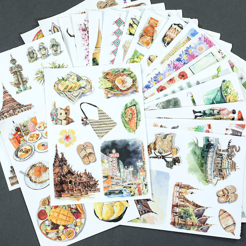 Taste of Thailand - Collage Stickers | Cultural Kiss Cut Matte PET (20 Sheets)