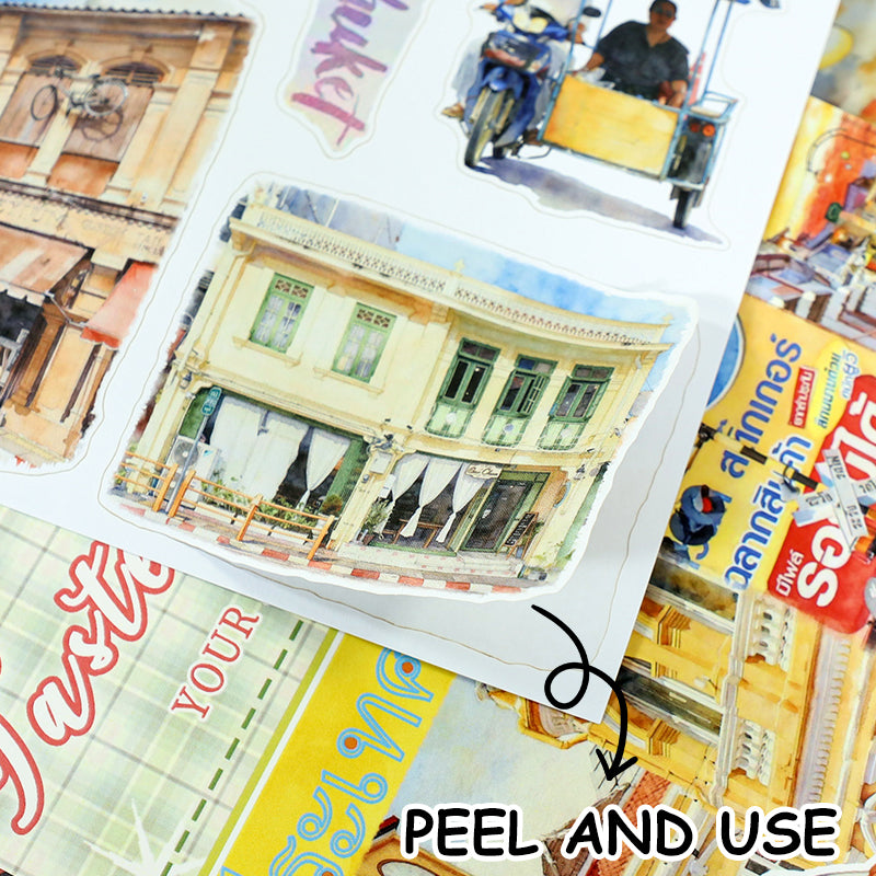 Taste of Thailand - Collage Stickers | Cultural Kiss Cut Matte PET (20 Sheets)