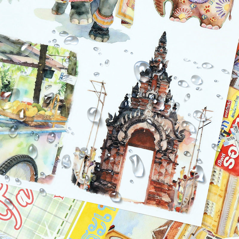 Taste of Thailand - Collage Stickers | Cultural Kiss Cut Matte PET (20 Sheets)