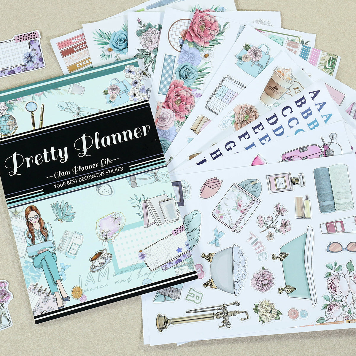 Notes On Elegance - Bullet Journal Stickers | Aesthetic Kiss Cut Matte PET (24 Sheets)