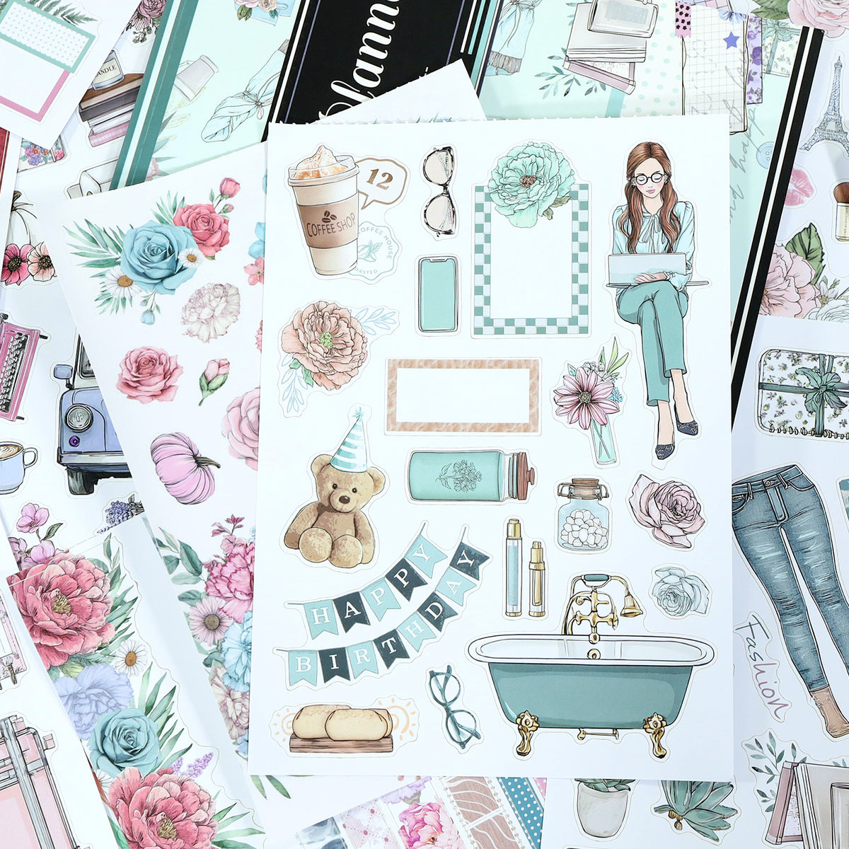 Notes On Elegance - Bullet Journal Stickers | Aesthetic Kiss Cut Matte PET (24 Sheets)