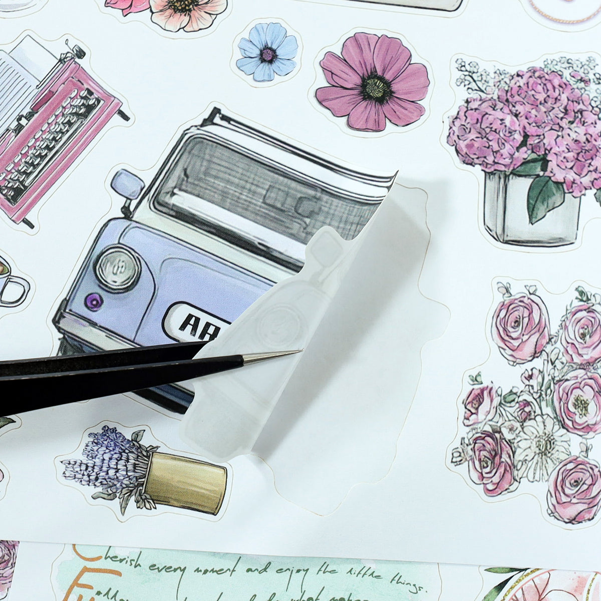 Notes On Elegance - Bullet Journal Stickers | Aesthetic Kiss Cut Matte PET (24 Sheets)