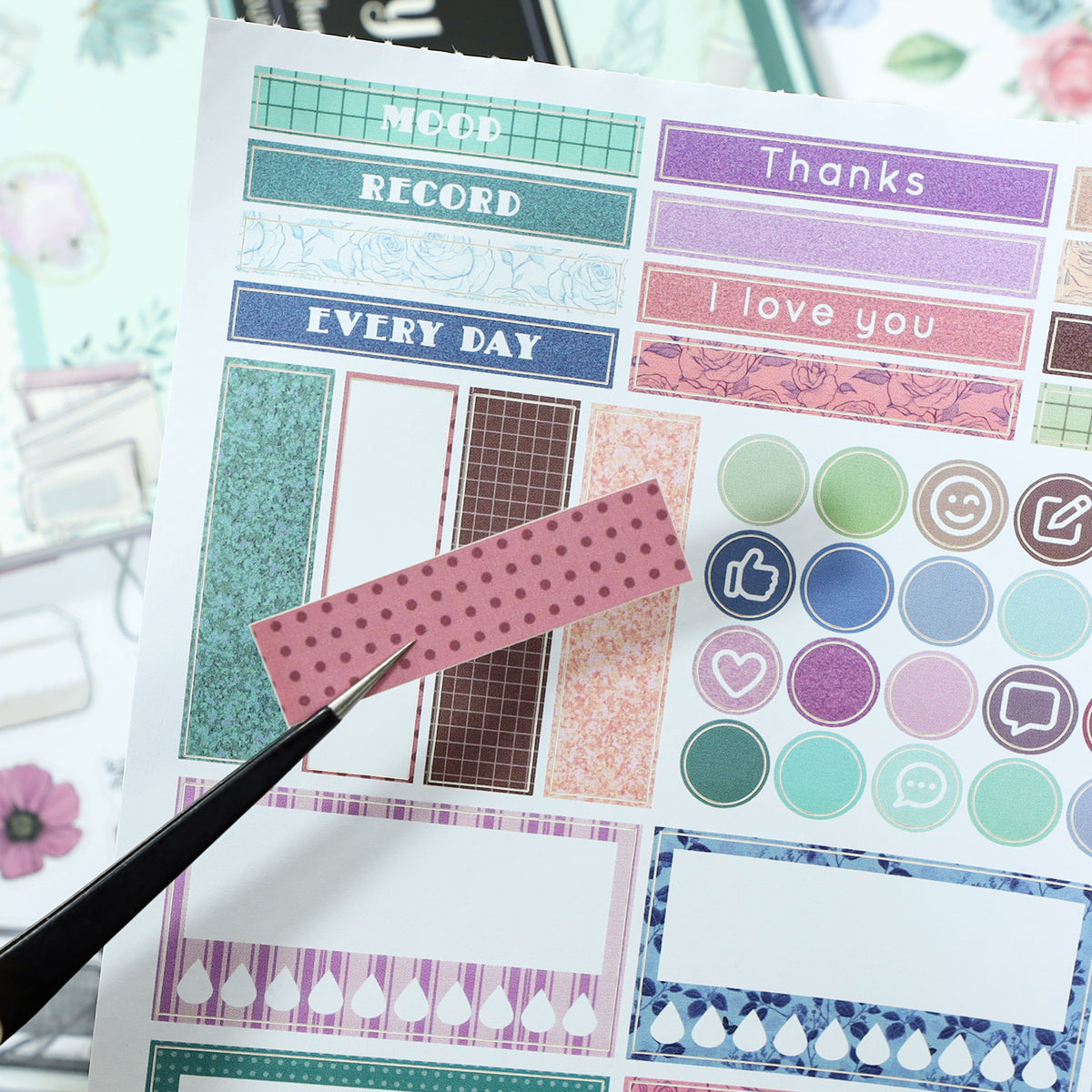 Notes On Elegance - Bullet Journal Stickers | Aesthetic Kiss Cut Matte PET (24 Sheets)