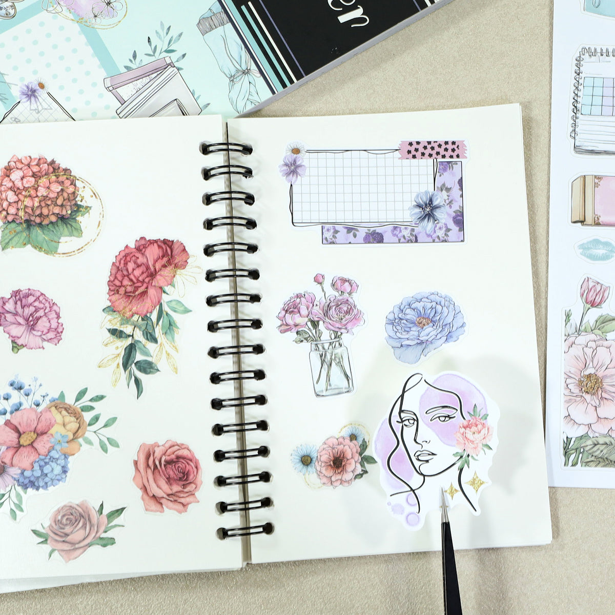 Notes On Elegance - Bullet Journal Stickers | Aesthetic Kiss Cut Matte PET (24 Sheets)