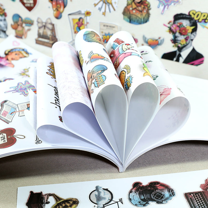 Pop Collage Book - Collage Stickers | Retro Kiss Cut Matte PET (20 Sheets)