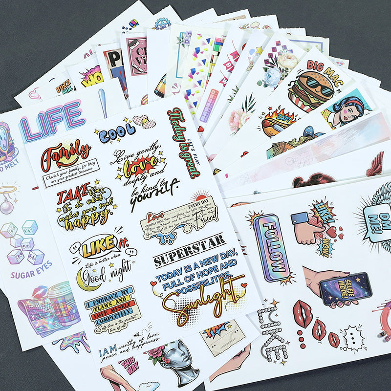Pop Collage Book - Collage Stickers | Retro Kiss Cut Matte PET (20 Sheets)