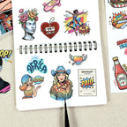 Pop Collage Book - Collage Stickers | Retro Kiss Cut Matte PET (20 Sheets)