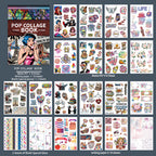 Pop Collage Book - Collage Stickers | Retro Kiss Cut Matte PET (20 Sheets)