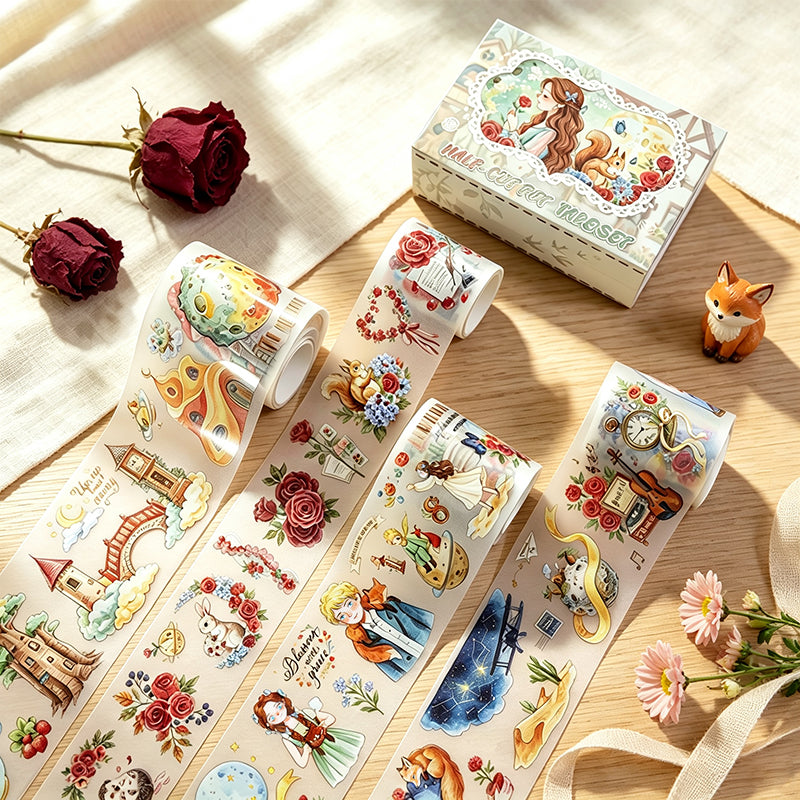 Rose and Prince Fairy Tale Fantasy Character & Botanical Matte PET Tape Set