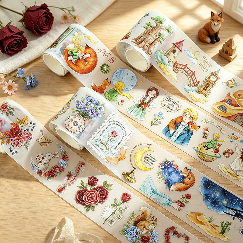 Rose and Prince Fairy Tale Fantasy Character & Botanical Matte PET Tape Set