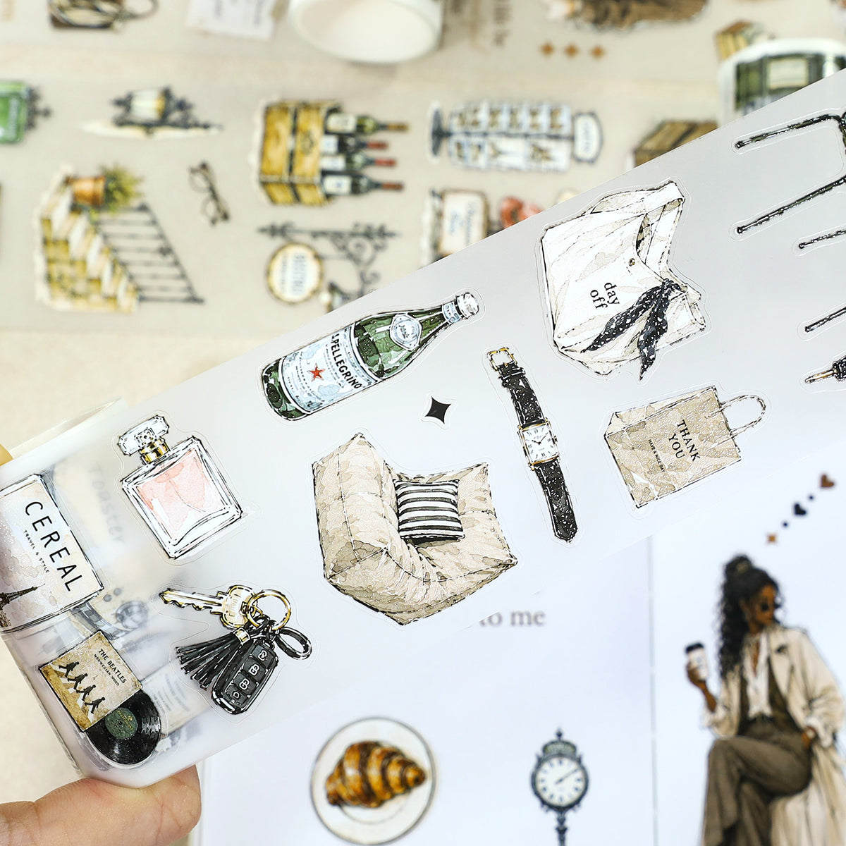 A French Afternoon - Decorative Tape Set | Parisian Special Oil Die Cut Matte PET (4 Rolls)