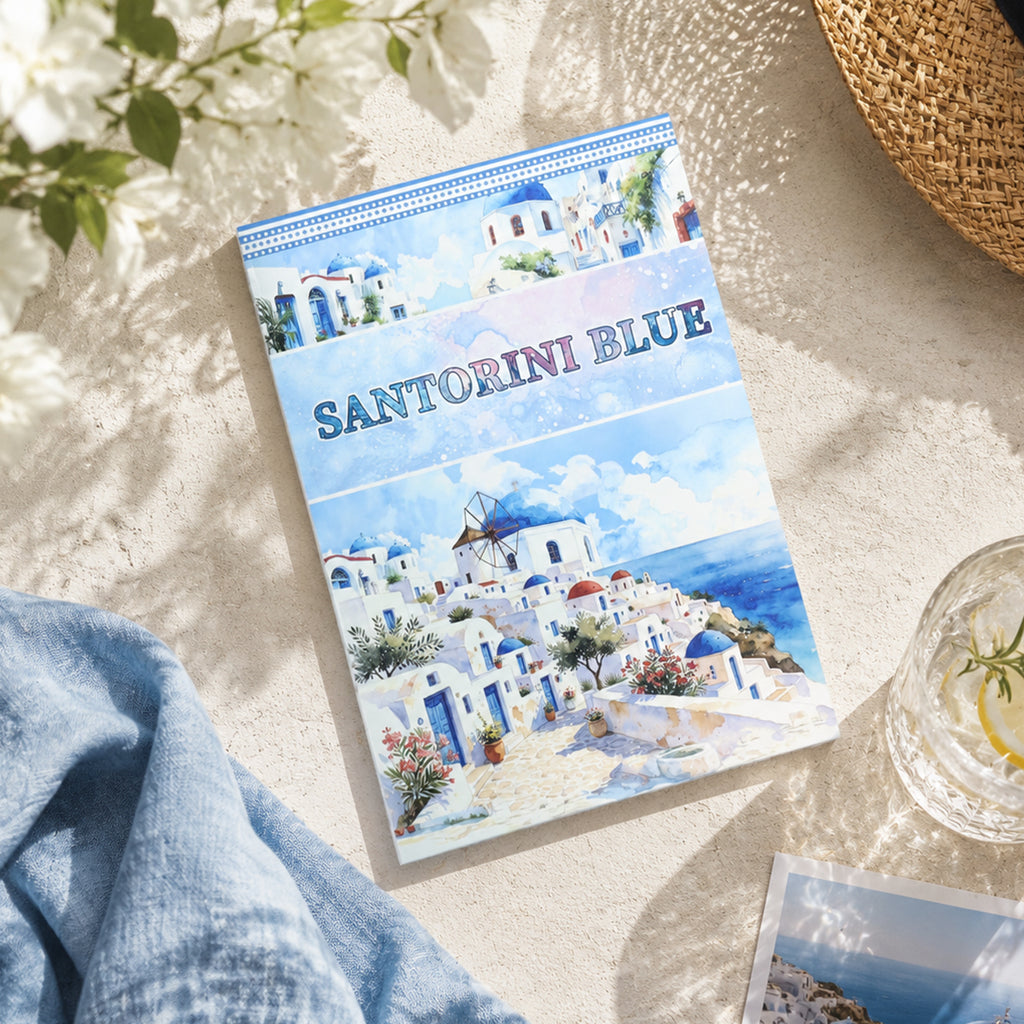 Santorini Blue - Junk Journal Stickers | Aesthetic Kiss Cut Matte PET (24 Sheets)