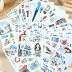 Santorini Blue - Junk Journal Stickers | Aesthetic Kiss Cut Matte PET (24 Sheets)