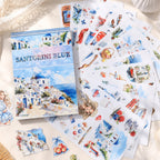 Santorini Blue - Junk Journal Stickers | Aesthetic Kiss Cut Matte PET (24 Sheets)