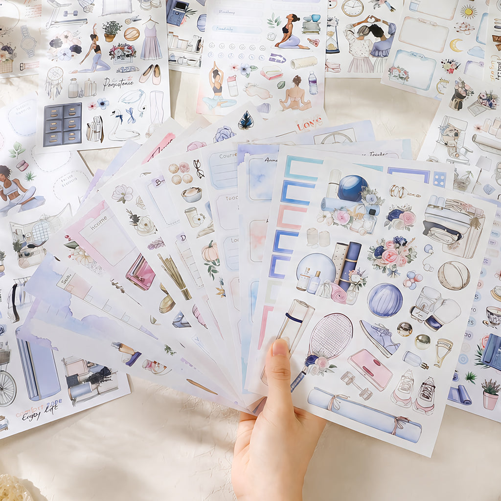 Relaxation Plan - Planner Sticker Book | Aesthetic Special Gloss Matte PET (24 Sheets)