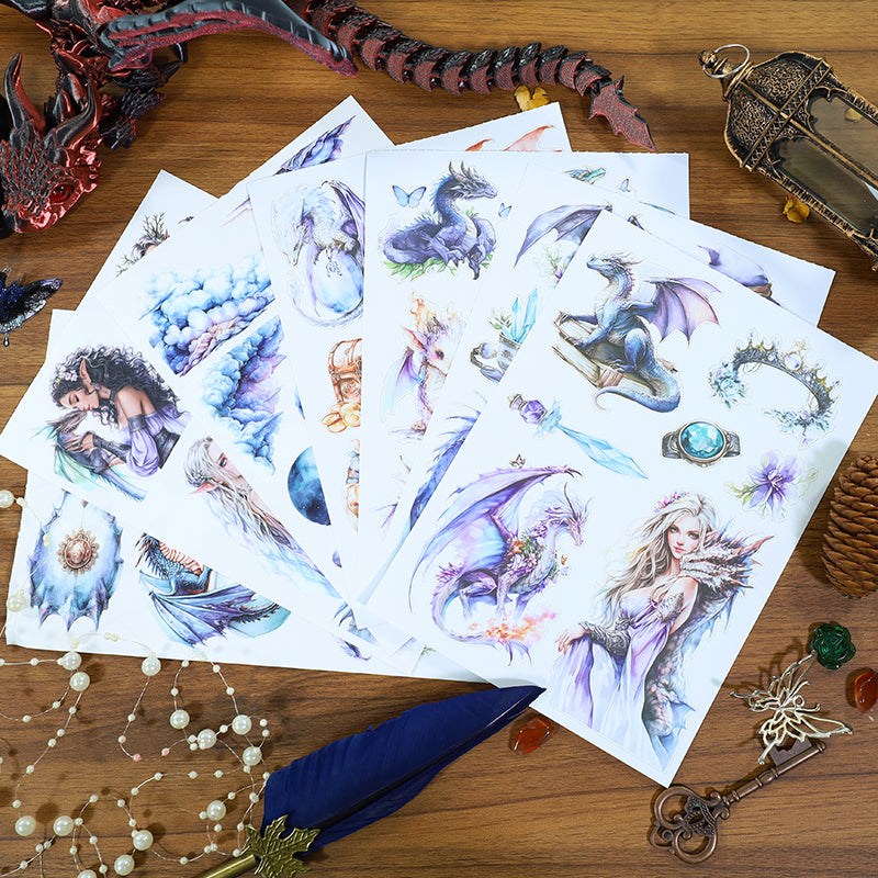 Seeking Journey Dragon - Ephemera Stickers | Whimsical Kiss Cut Matte PET (20 Sheets)