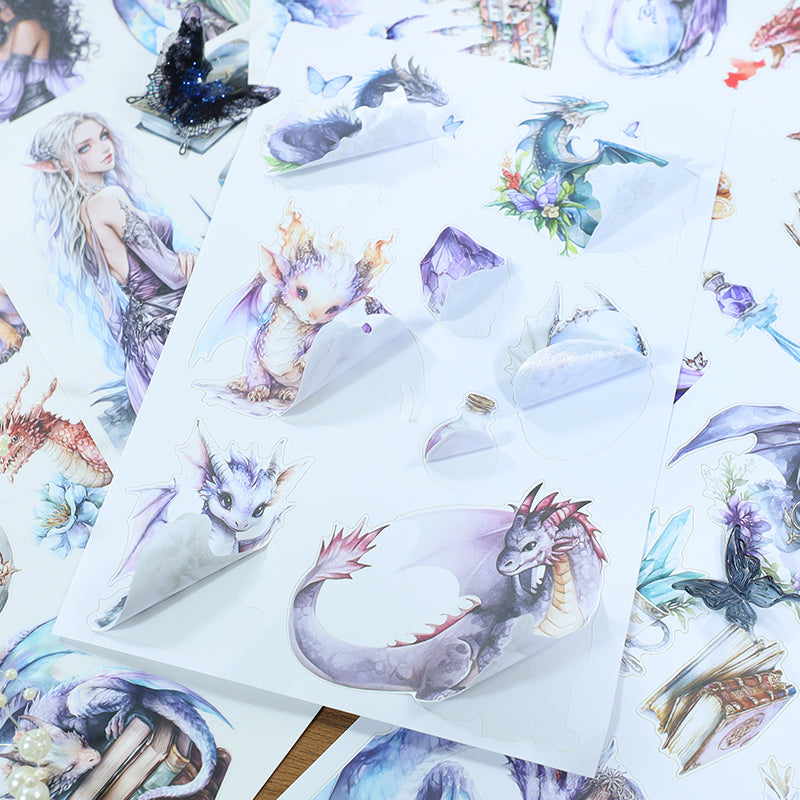Seeking Journey Dragon - Ephemera Stickers | Whimsical Kiss Cut Matte PET (20 Sheets)
