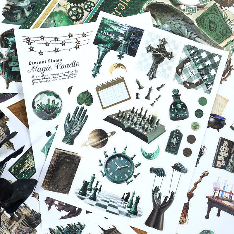 Emerald Spell - Junk Journal Stickers | Witchy Kiss Cut Matte PET (20 Sheets)