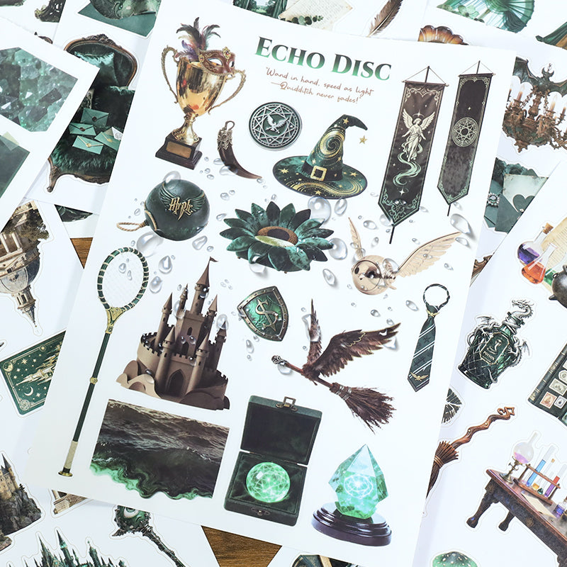 Emerald Spell - Junk Journal Stickers | Witchy Kiss Cut Matte PET (20 Sheets)