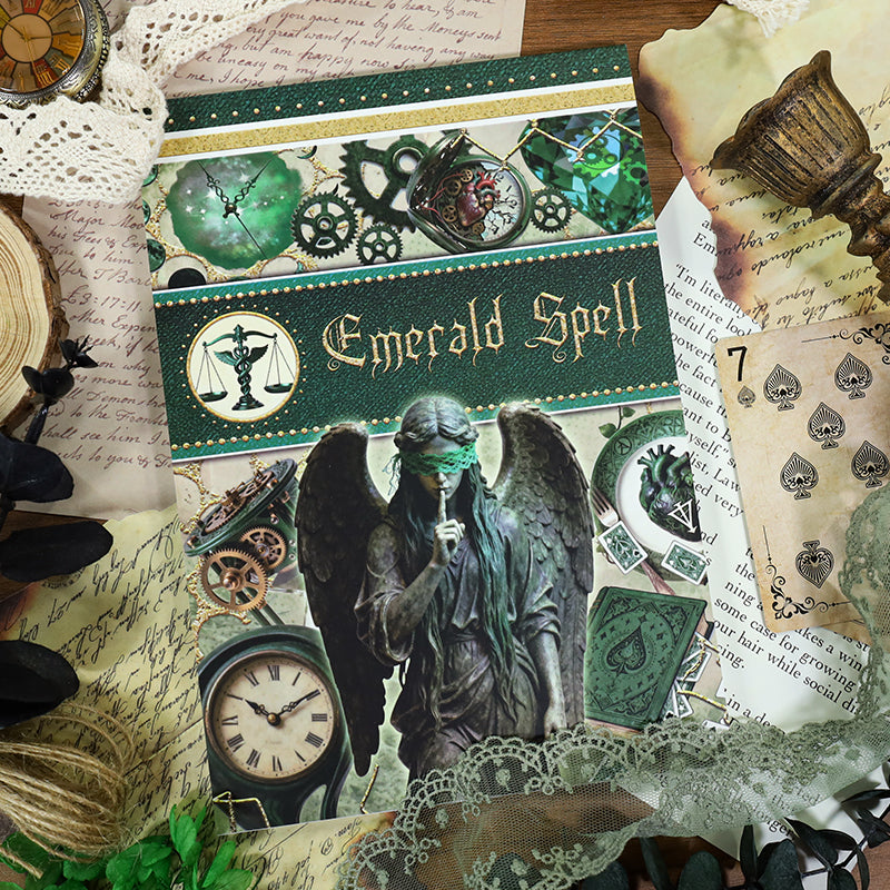 Emerald Spell - Junk Journal Stickers | Witchy Kiss Cut Matte PET (20 Sheets)