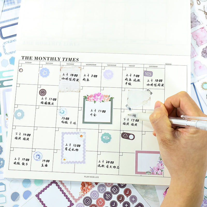 Watercolor Blossoms - Bullet Journal Stickers | Aesthetic Kiss Cut Art Paper (24 Sheets)