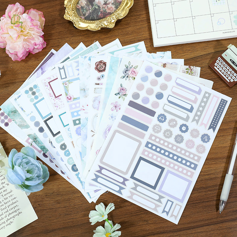 Watercolor Blossoms - Bullet Journal Stickers | Aesthetic Kiss Cut Art Paper (24 Sheets)