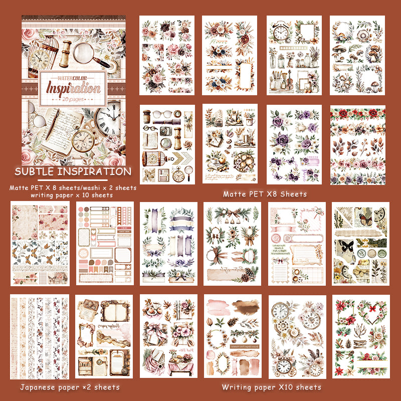 Subtle Inspiration - Ephemera Stickers | Vintage Kiss Cut Matte PET (20 Sheets)