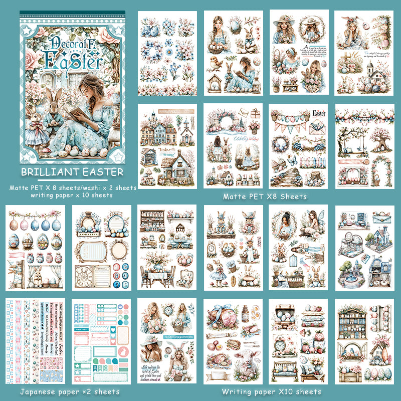 Brilliant Easter - Junk Journal Stickers | Whimsical Kiss Cut Matte PET (20 Sheets)