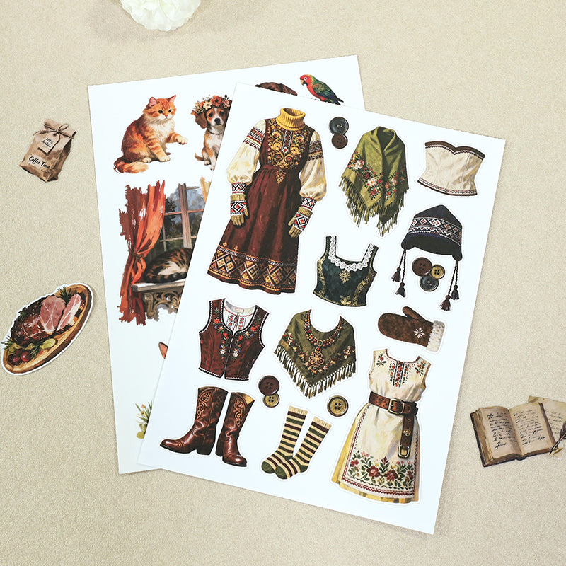 Western Fashion - Ephemera Stickers | Folk Kiss Cut Matte PET (20 Sheets)
