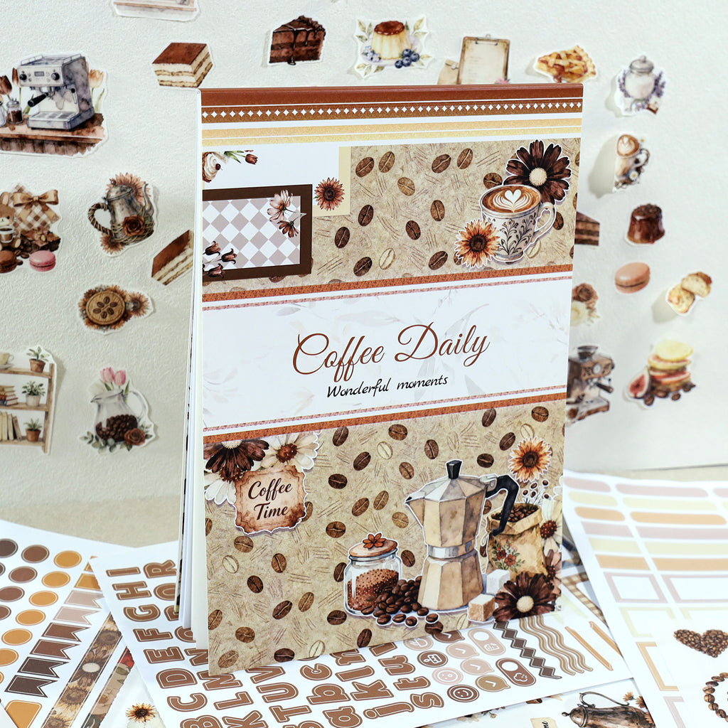 Coffee Routine - Functional Planner Stickers | Vintage Special Oil Washi Paper (24 Sheets)
