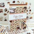 Coffee Routine - Functional Planner Stickers | Vintage Special Oil Washi Paper (24 Sheets)