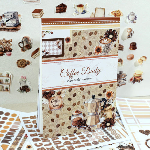 Coffee Routine - Functional Planner Stickers | Vintage Special Oil Washi Paper (24 Sheets)