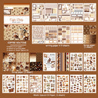 Coffee Routine - Functional Planner Stickers | Vintage Special Oil Washi Paper (24 Sheets)