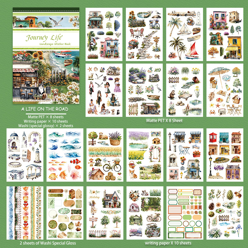 A Life On The Road - Collage Stickers | Cottagecore Kiss Cut Matte PET (20 Sheets)