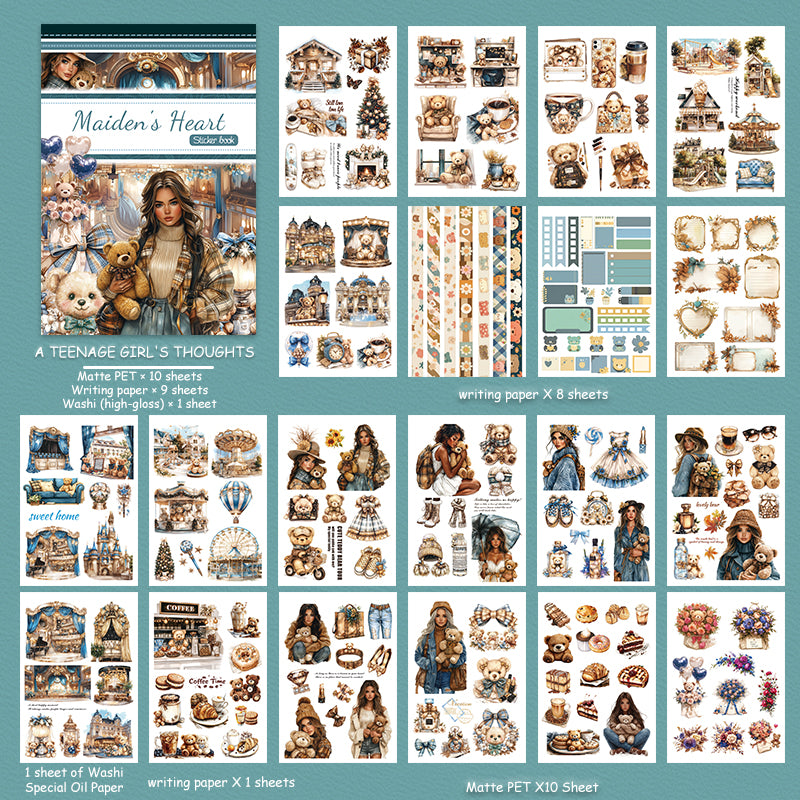 A Teenage Girl's Thoughts - Vintage Stickers | Aesthetic Kiss Cut Matte PET (20 Sheets)
