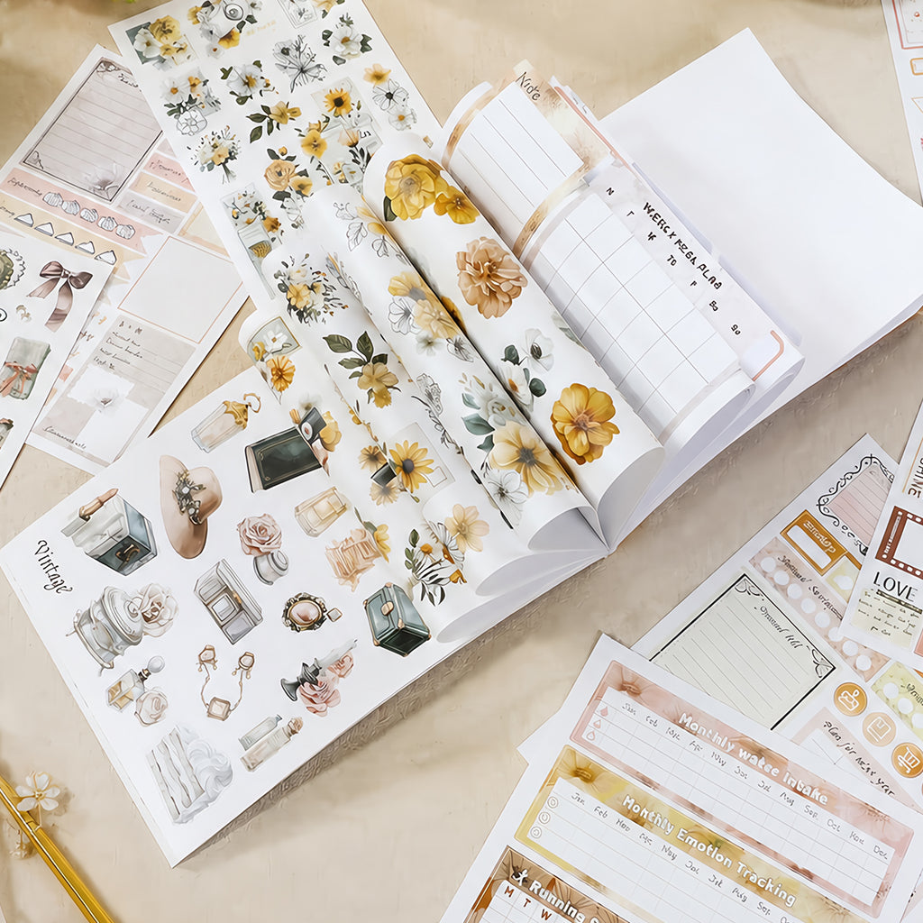 Retro Diary - Bullet Journal Stickers | Vintage Special Gloss Matte PET (24 Sheets)