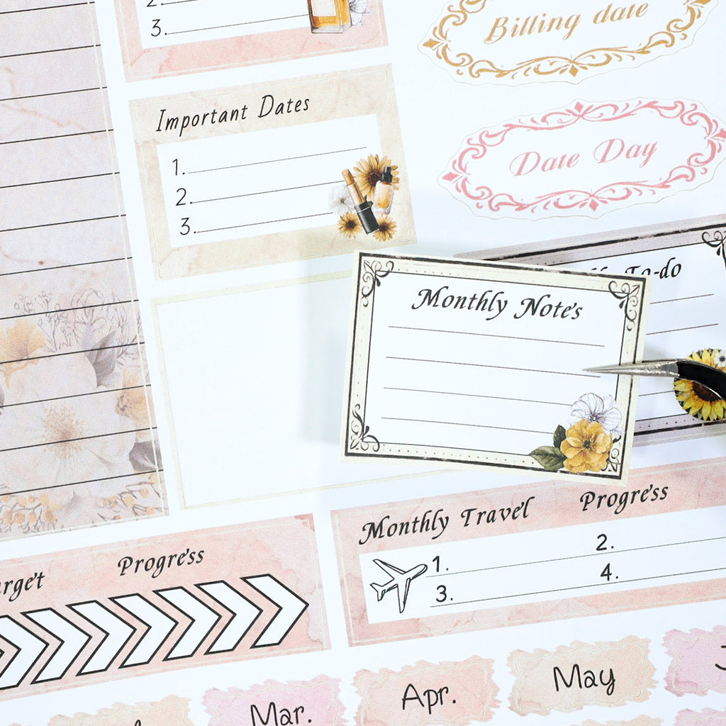 Retro Diary - Bullet Journal Stickers | Vintage Special Gloss Matte PET (24 Sheets)